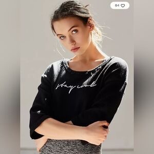 Free People Movement Black Cropped Graphic Sunrise Pullover Large